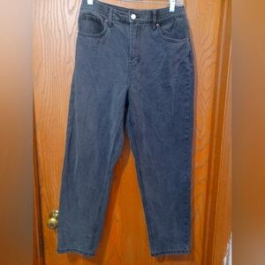 FOREVER21 high rise elastic Waist cropped straight leg jeans